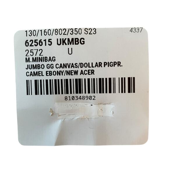 GUCCI Jumbo GG Mini Messenger Phone Bag in Logo Canvas Camel Ebony New - Picture 6 of 16